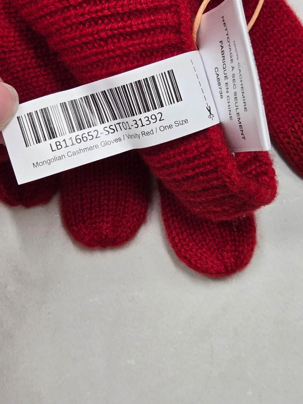 NWT QUINCE Mongolian Cashmere Gloves Varsity Red 0851